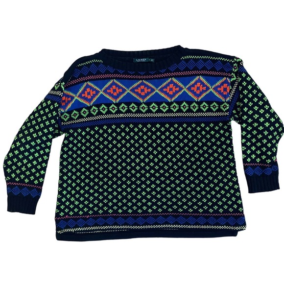 Lauren Ralph Lauren Sweaters - Women’s Vintage Lauren Ralph Lauren Heavy Knit Sweater Neon Y2K Size XXL